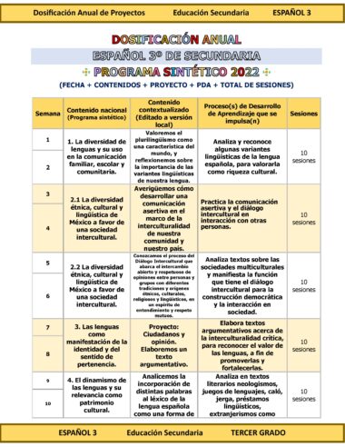 Programa Analítico Anual ESPAÑOL 3, Secundaria 3º (Ciclo Escolar 2025 – 2026) - Image 5