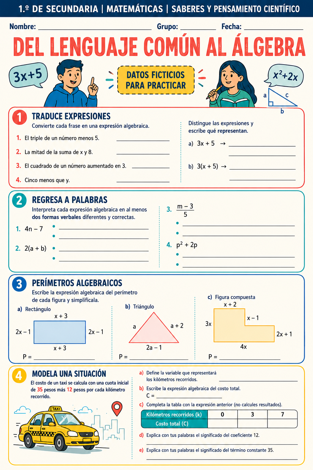 Fichas de trabajo MATEMÁTICAS SECUNDARIA 1°, 2° Y 3° Grado | TODOS LOS CONTENIDOS (IMPRIMIBLES) 10 Fichas de trabajo MATEMÁTICAS SECUNDARIA 1°, 2° Y 3° Grado | TODOS LOS CONTENIDOS (IMPRIMIBLES) - Image 10