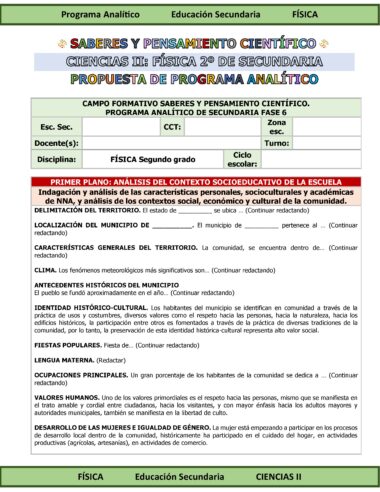 Programa Analítico Anual CIENCIAS II FÍSICA, Secundaria 2º (Ciclo Escolar 2025 – 2026) - Image 6