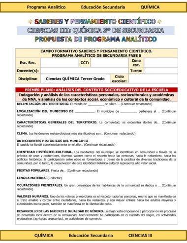 Programa Analítico Anual CIENCIAS III QUÍMICA, Secundaria 3º (Ciclo Escolar 2025 – 2026) - Image 6