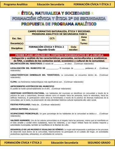 Programa Analítico Anual FORMACIÓN CÍVICA Y ÉTICA 2, Secundaria 2º (Ciclo Escolar 2025 – 2026) - Image 6