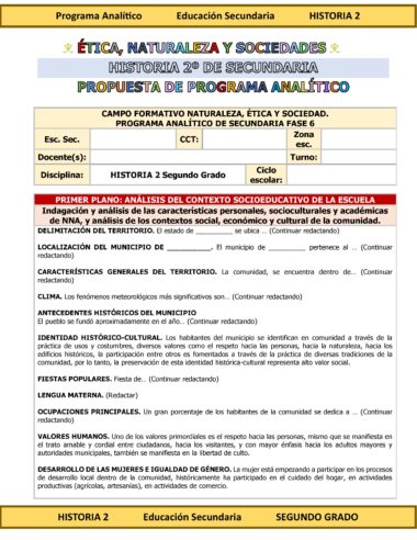 Programa Analítico Anual HISTORIA 2, Secundaria 2º (Ciclo Escolar 2025 – 2026) - Image 6