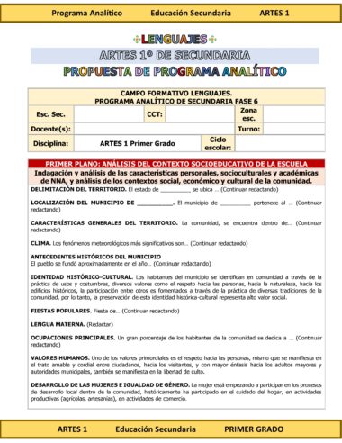 Programa Analítico Anual ARTES 1, Secundaria 1º (Ciclo Escolar 2025 – 2026) - Image 6
