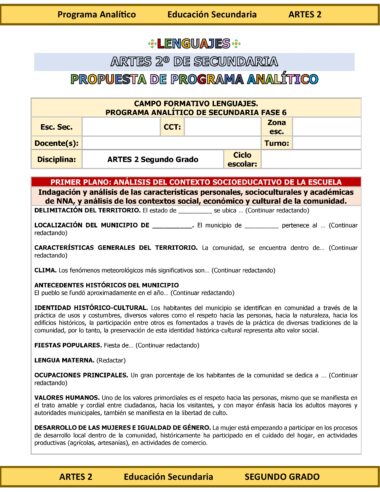 Programa Analítico Anual ARTES 2, Secundaria 2º (Ciclo Escolar 2025 – 2026) - Image 6