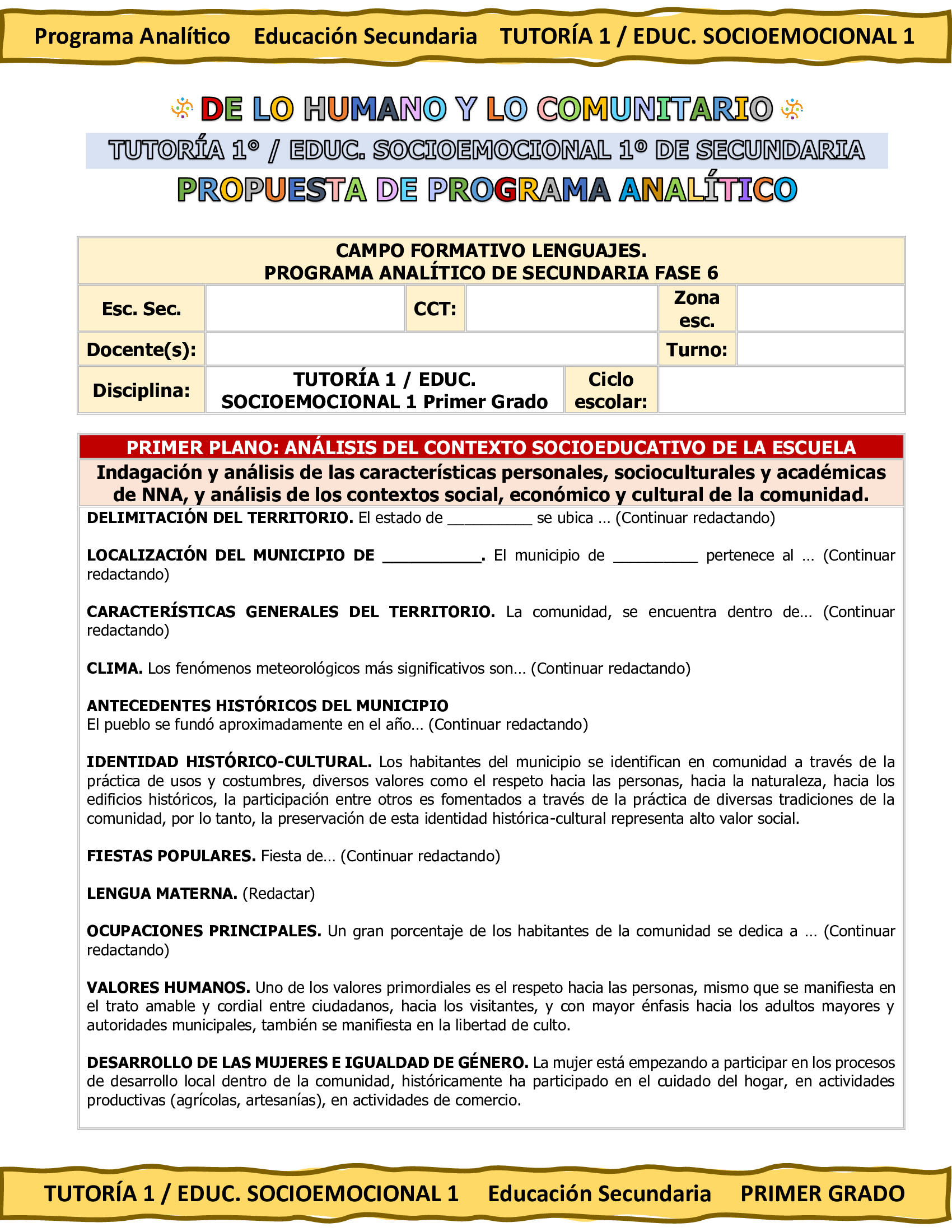 Programa Analítico Anual TUTORÍA 1 / EDUCACIÓN SOCIOEMOCIONAL 1, Secundaria 1º (Ciclo Escolar 2026 – 2027) 6 Programa Analítico Anual TUTORÍA 1 / EDUCACIÓN SOCIOEMOCIONAL 1, Secundaria 1º (Ciclo Escolar 2026 – 2027) - Imagen 6