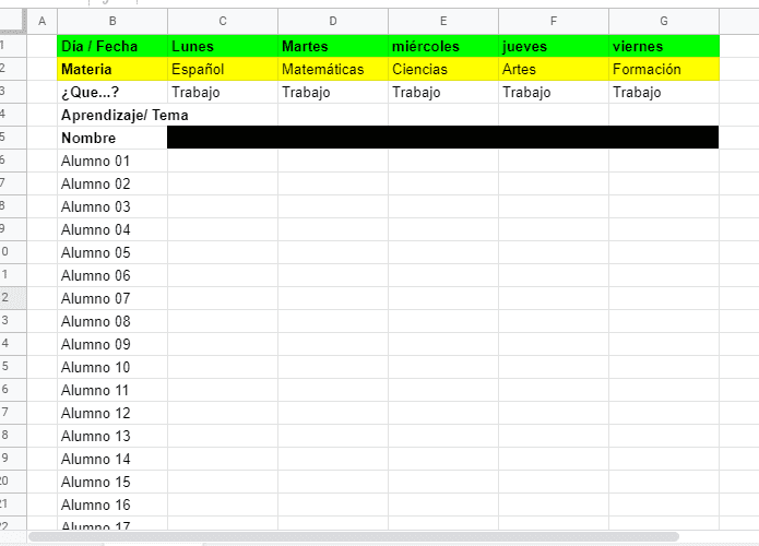 tabla para evaluar a distancia