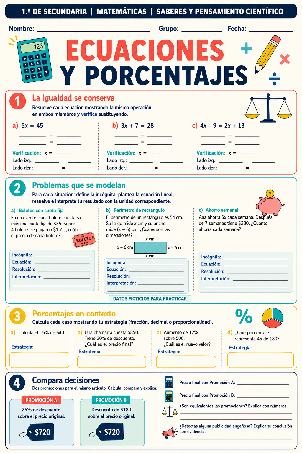 Fichas de trabajo MATEMÁTICAS SECUNDARIA 1°, 2° Y 3° Grado | TODOS LOS CONTENIDOS (IMPRIMIBLES) 11 Fichas de trabajo MATEMÁTICAS SECUNDARIA 1°, 2° Y 3° Grado | TODOS LOS CONTENIDOS (IMPRIMIBLES) - Image 11