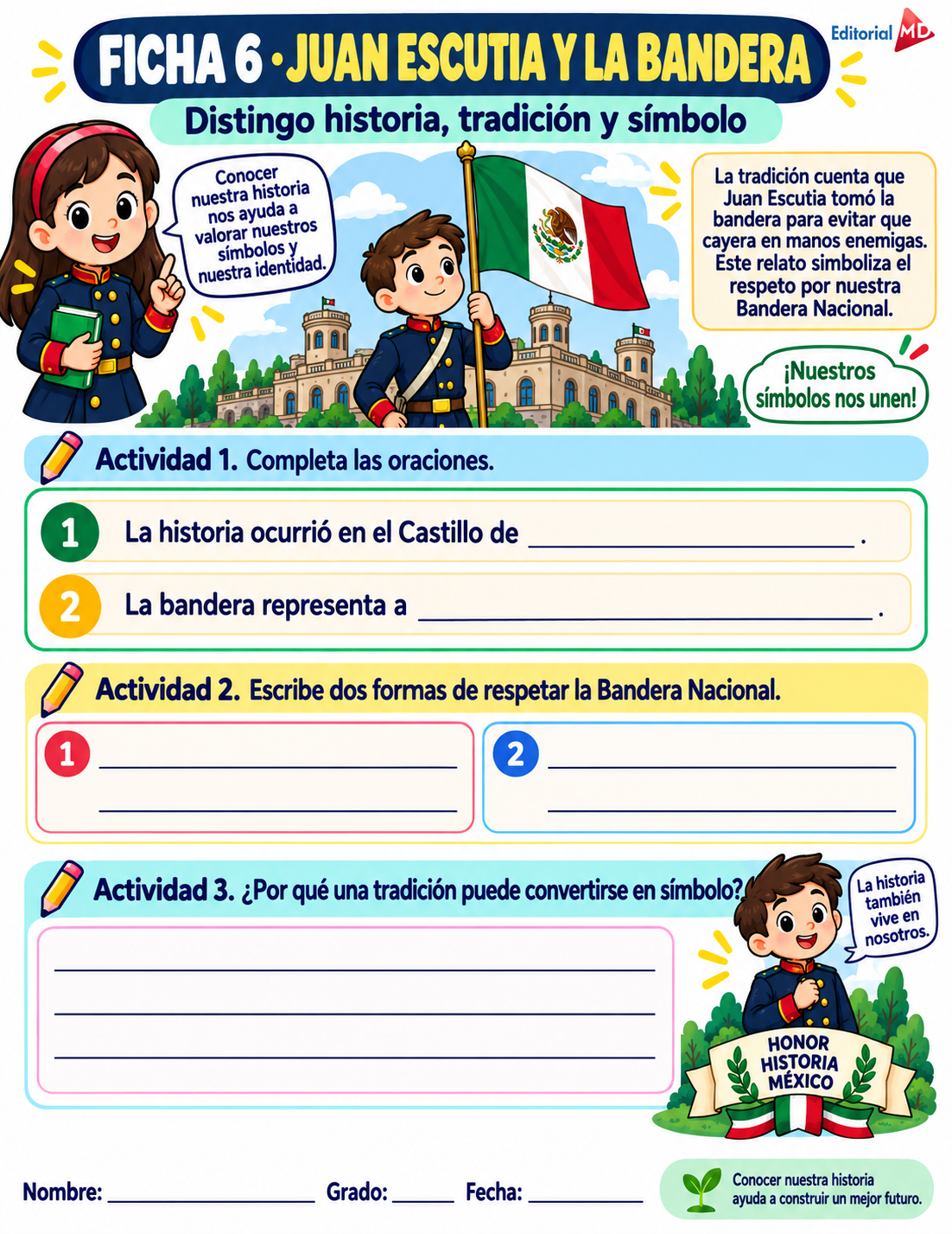 Actividades "NIÑOS HÉROES "1° a 6° Grado de Primaria SEPTIEMBRE 7 Actividades "NIÑOS HÉROES "1° a 6° Grado de Primaria SEPTIEMBRE - Imagen 7