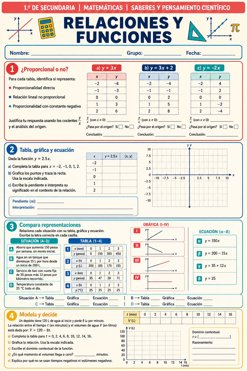 Fichas de trabajo MATEMÁTICAS SECUNDARIA 1°, 2° Y 3° Grado | TODOS LOS CONTENIDOS (IMPRIMIBLES) 12 Fichas de trabajo MATEMÁTICAS SECUNDARIA 1°, 2° Y 3° Grado | TODOS LOS CONTENIDOS (IMPRIMIBLES) - Image 12