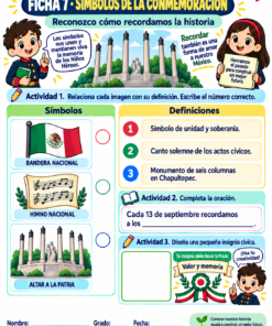 Actividades "NIÑOS HÉROES "1° a 6° Grado de Primaria SEPTIEMBRE 17 07 Simbolos de la conmemoracion