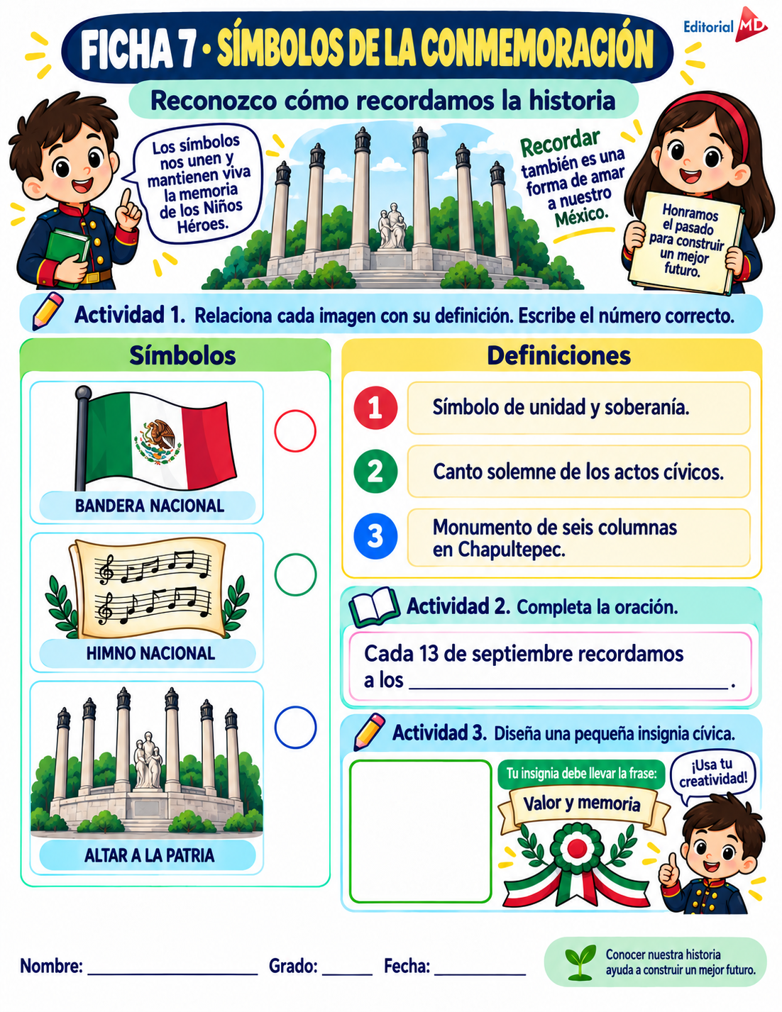 Actividades "NIÑOS HÉROES "1° a 6° Grado de Primaria SEPTIEMBRE 8 Actividades "NIÑOS HÉROES "1° a 6° Grado de Primaria SEPTIEMBRE - Imagen 8
