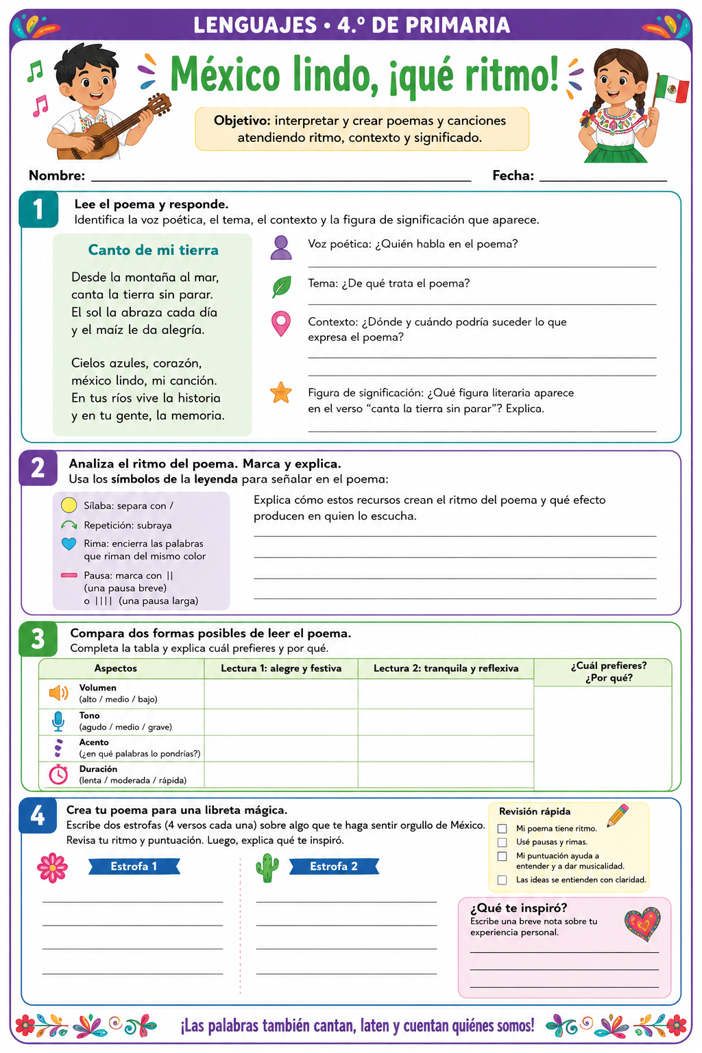 Fichas de trabajo PRIMARIA 4° Grado TODOS LOS PROYECTOS (IMPRIMIBLES) 6 Fichas de trabajo PRIMARIA 4° Grado TODOS LOS PROYECTOS (IMPRIMIBLES) - Image 6