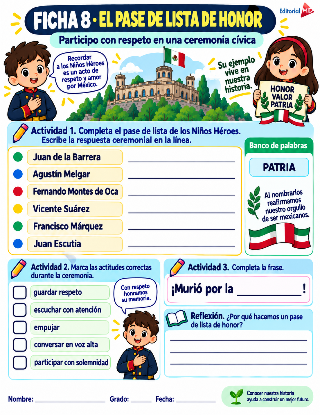 Actividades "NIÑOS HÉROES "1° a 6° Grado de Primaria SEPTIEMBRE 9 Actividades "NIÑOS HÉROES "1° a 6° Grado de Primaria SEPTIEMBRE - Imagen 9