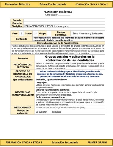Programa Analítico Anual FORMACIÓN CÍVICA Y ÉTICA 1, Secundaria 1º (Ciclo Escolar 2025 – 2026) - Image 9