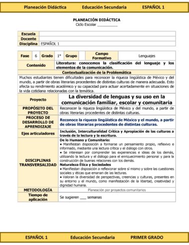 Programa Analítico Anual ESPAÑOL 1, Secundaria 1º (Ciclo Escolar 2025 – 2026) - Image 9