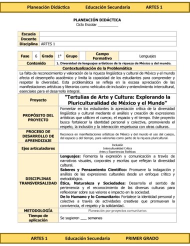 Programa Analítico Anual ARTES 1, Secundaria 1º (Ciclo Escolar 2025 – 2026) - Image 9