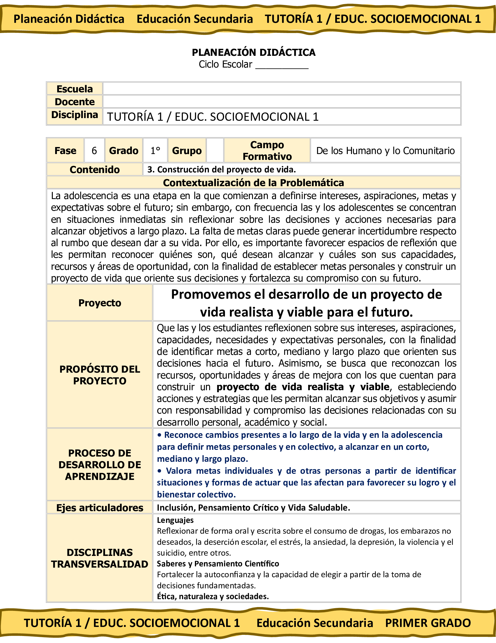 Programa Analítico Anual TUTORÍA 1 / EDUCACIÓN SOCIOEMOCIONAL 1, Secundaria 1º (Ciclo Escolar 2026 – 2027) 9 Programa Analítico Anual TUTORÍA 1 / EDUCACIÓN SOCIOEMOCIONAL 1, Secundaria 1º (Ciclo Escolar 2026 – 2027) - Imagen 9