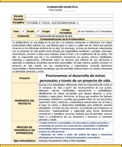 Programa Analítico Anual TUTORÍA 2 / EDUCACIÓN SOCIOEMOCIONAL 2, Secundaria 2º (Ciclo Escolar 2026 – 2027) 25 09 40