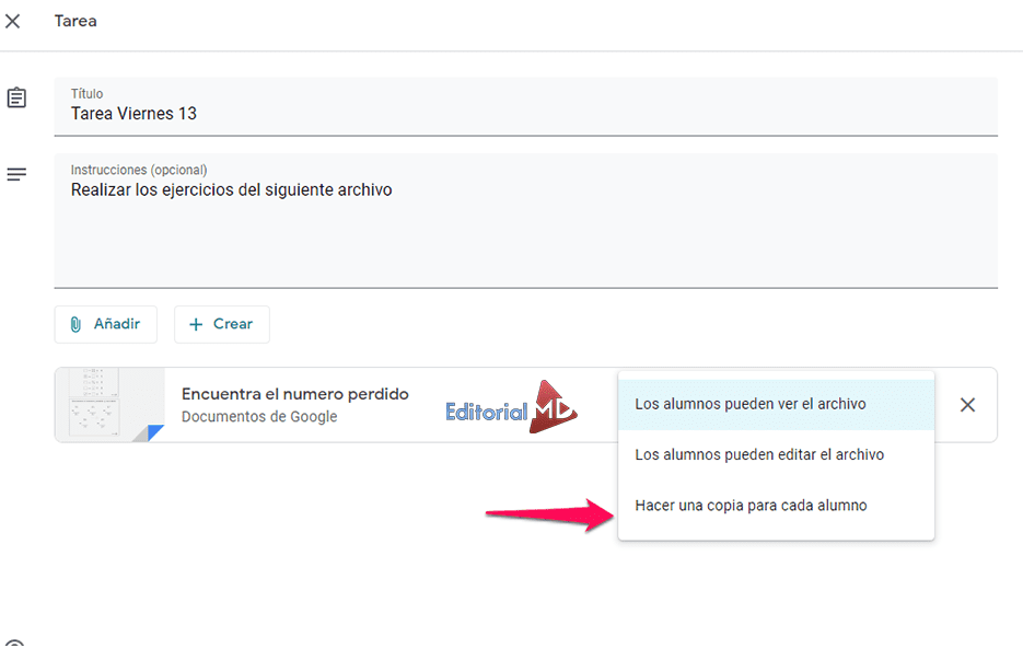 tareas en classroom como hacer una copia para cada alumno