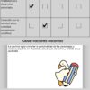 Una rúbrica para texto narrativo de 3er grado con dos criterios y casillas para calificar. Los comentarios del profesor elogian el desarrollo de los personajes. En la parte inferior aparece un pato ilustrado sosteniendo un lápiz, con iconos de animales a lo largo del pie de página.