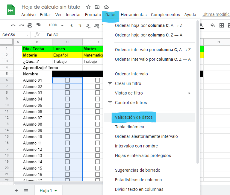 como darle valores a nuestras casillas en google drive