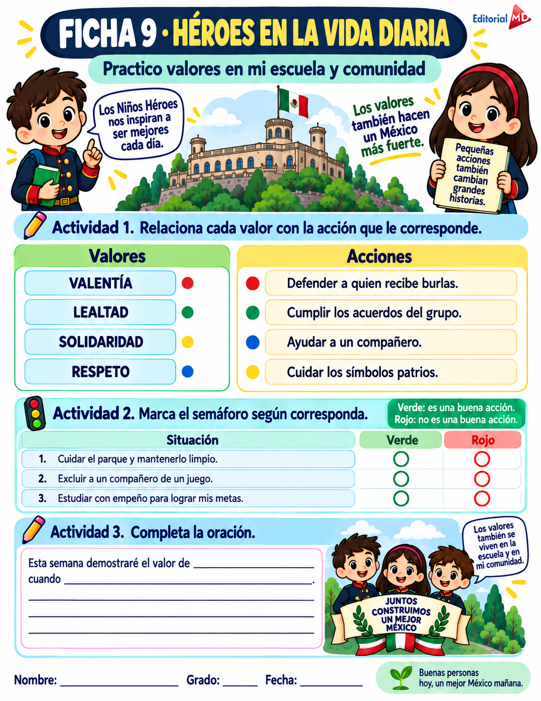 Actividades "NIÑOS HÉROES "1° a 6° Grado de Primaria SEPTIEMBRE 10 Actividades "NIÑOS HÉROES "1° a 6° Grado de Primaria SEPTIEMBRE - Imagen 10