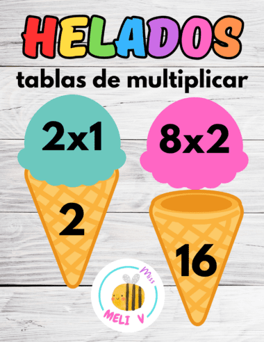 Helados tablas de multiplicar Para Niños