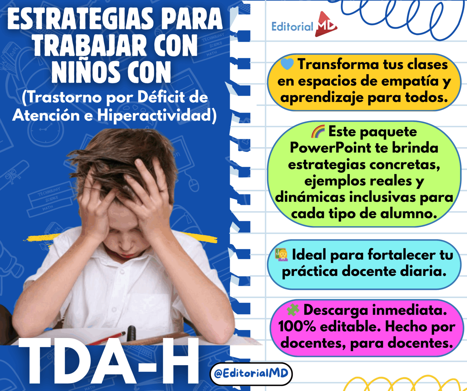 Paquete “Estrategias para trabajar con niños con TDA-H” PowerPoint
