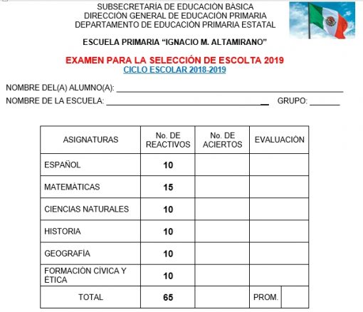 Examen Para Selección de Escolta