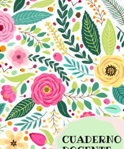 Patrón floral colorido que presenta una variedad de flores y hojas en tonos rosa, amarillo y verde con el texto 