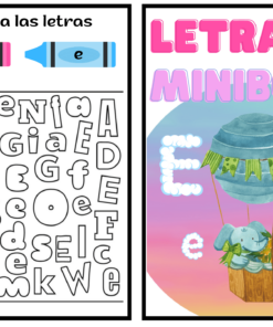 Páginas una al lado de la otra de un libro de actividades del abecedario para niños en español. La página de la izquierda presenta la instrucción 