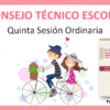 Un colorido cartel ilustrado anuncia la Quinta Sesión Ordinaria del CTE – Educación Básica. Febrero 2024 de la reunión del Consejo Técnico Escolar para el ciclo 2023-2024 dentro del CTE Educación Básica. Presenta a una pareja andando en bicicleta con corazones de fondo y detalles del evento. La fecha en la parte inferior derecha dice Febrero 2024.