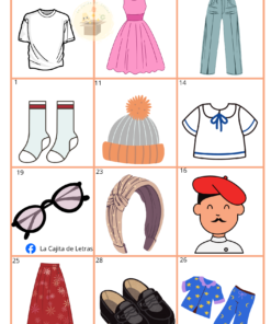 Lotería "Prendas de vestir y accesorios" 4 10 36