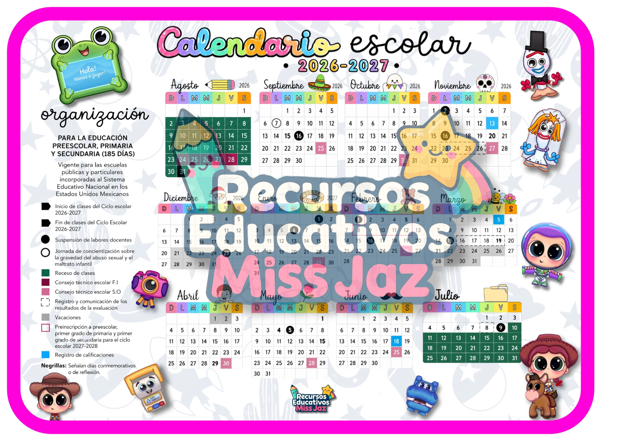 📚✨ Calendario Escolar 2026-2027 | Temática Toy Story 5 | 6 diseños 3 📚✨ Calendario Escolar 2026-2027 | Temática Toy Story 5 | 6 diseños - Image 3