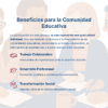 Guía de Estudio HORAS ADICIONALES EDUCACIÓN FÍSICA Primaria y Secundaria- USICAMM 2026 - 2027 + (Simulador 90 Reactivos) 26 Tres personas ilustradas sentadas en una mesa escribiendo en un papel. Un texto superpuesto explica los beneficios para la comunidad educativa: trabajo colaborativo, desarrollo profesional y transformación social. Los iconos acompañan a cada beneficio.