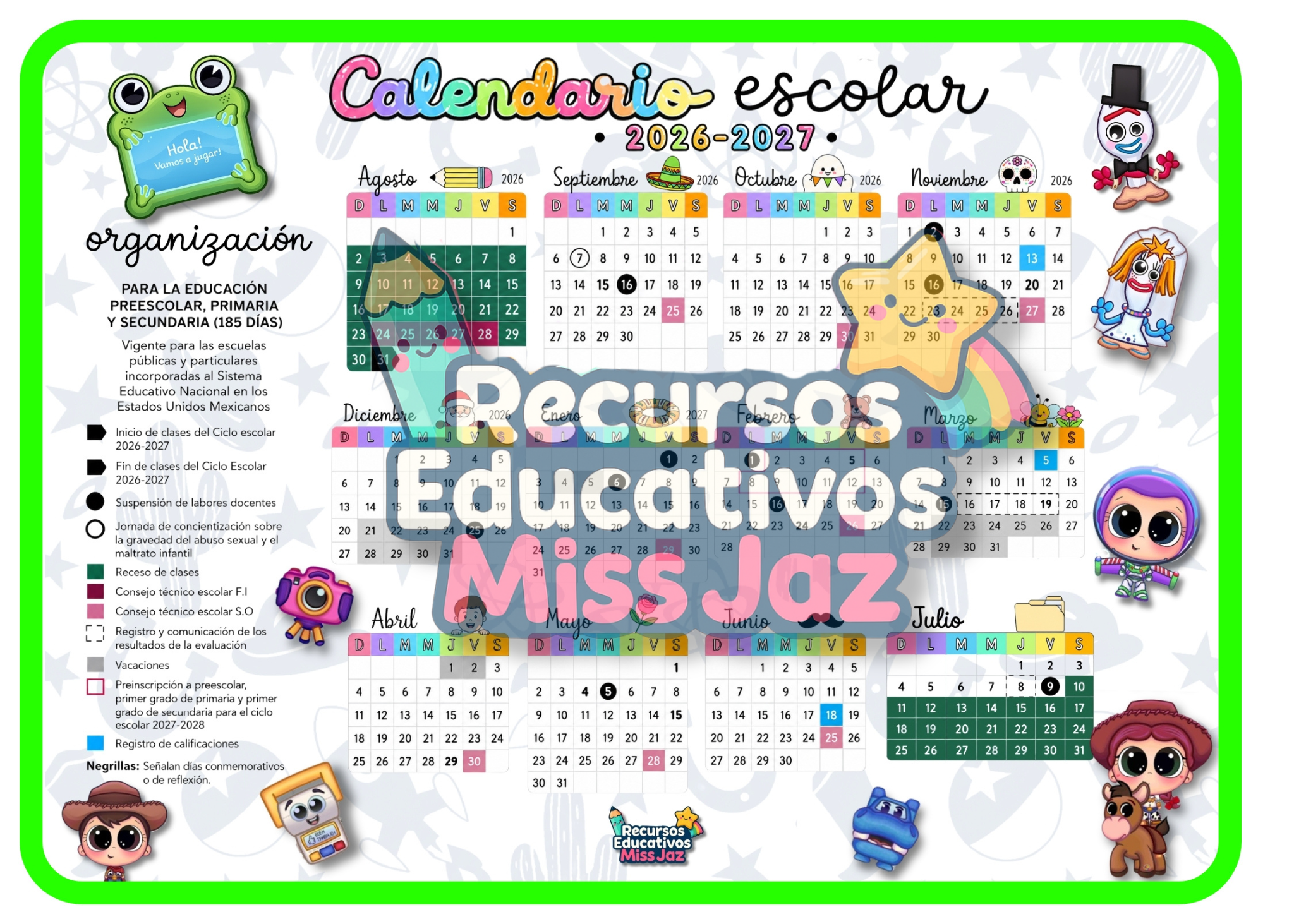 📚✨ Calendario Escolar 2026-2027 | Temática Toy Story 5 | 6 diseños 4 📚✨ Calendario Escolar 2026-2027 | Temática Toy Story 5 | 6 diseños - Image 4