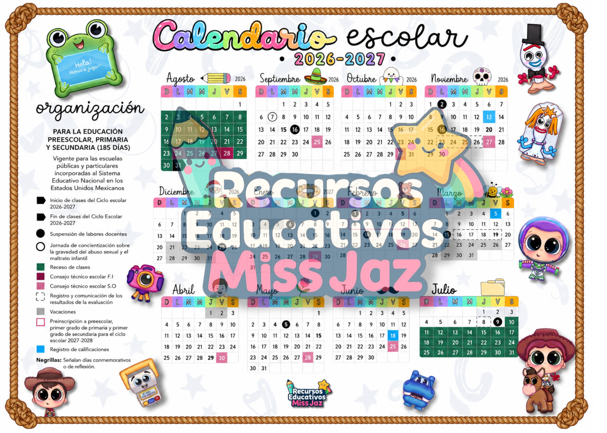 📚✨ Calendario Escolar 2026-2027 | Temática Toy Story 5 | 6 diseños 5 📚✨ Calendario Escolar 2026-2027 | Temática Toy Story 5 | 6 diseños - Image 5