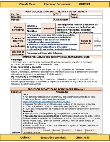 Programa Analítico Anual CIENCIAS III QUÍMICA, Secundaria 3º (Ciclo Escolar 2025 – 2026) - Image 13