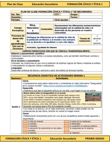 Programa Analítico Anual FORMACIÓN CÍVICA Y ÉTICA 1, Secundaria 1º (Ciclo Escolar 2025 – 2026) - Image 13