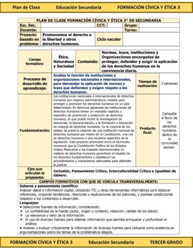 Programa Analítico Anual FORMACIÓN CÍVICA Y ÉTICA 3, Secundaria 3º (Ciclo Escolar 2025 – 2026) - Image 13
