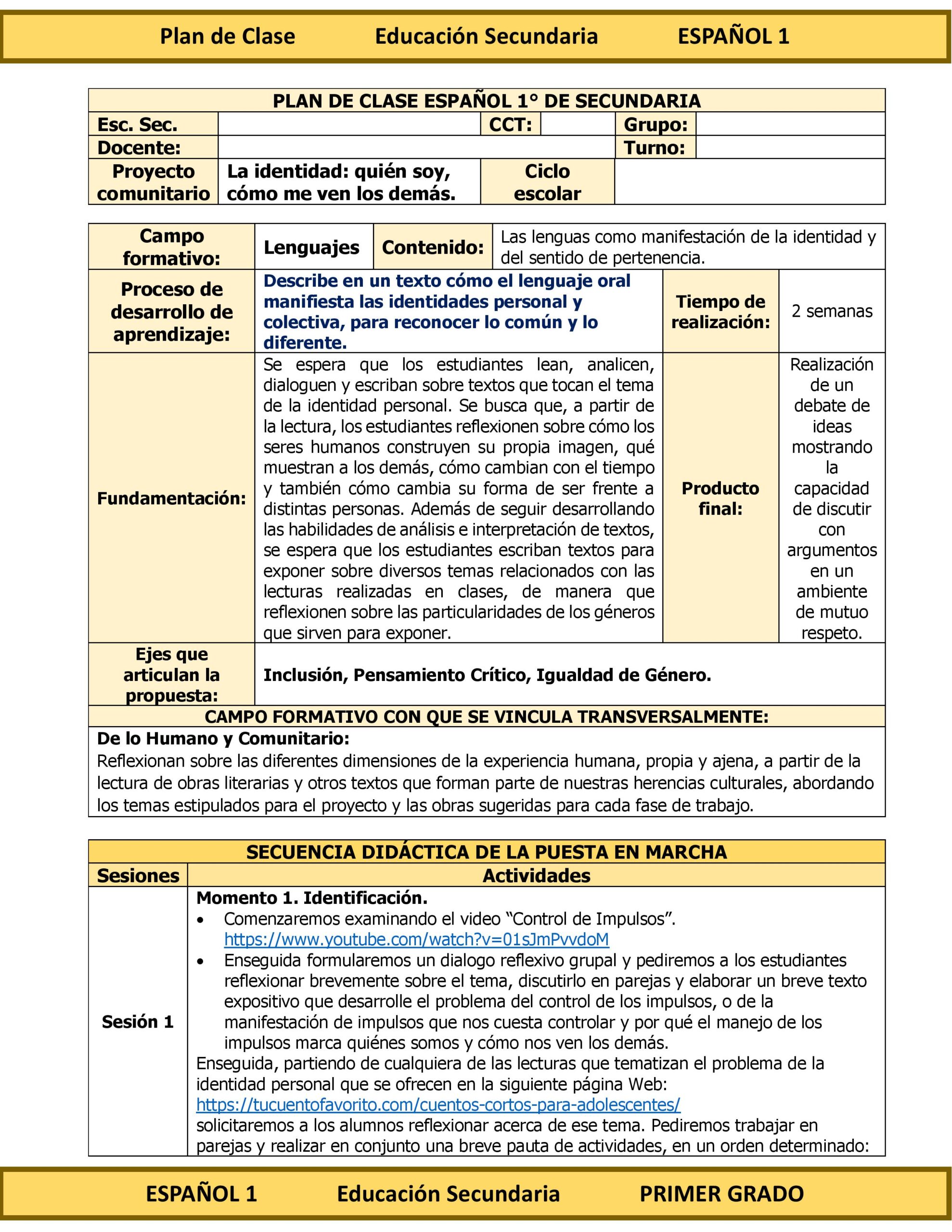 Programa Analítico Anual ESPAÑOL 1, Secundaria 1º (Ciclo Escolar 2026 – 2027) 13 Programa Analítico Anual ESPAÑOL 1, Secundaria 1º (Ciclo Escolar 2026 – 2027) - Image 13
