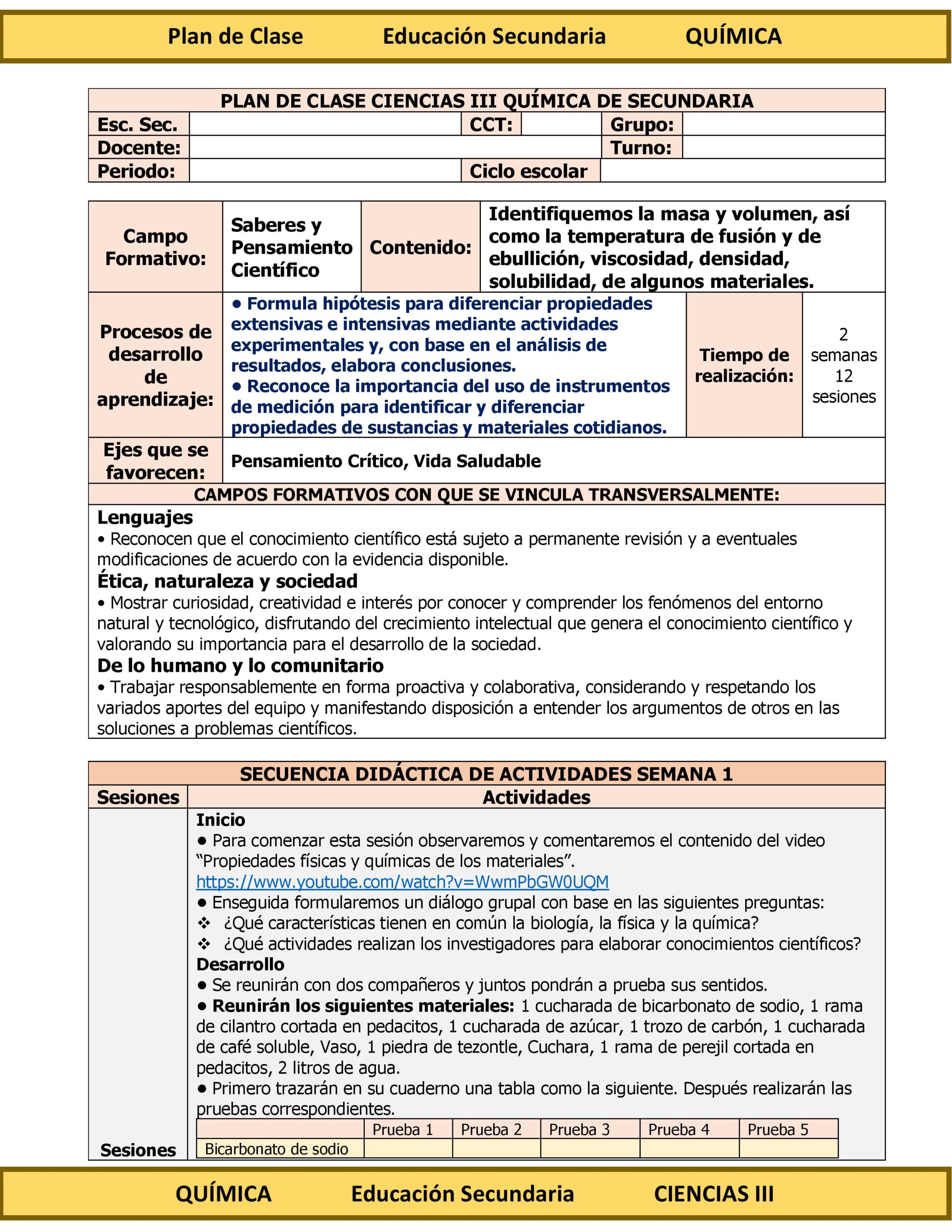 Programa Analítico Anual CIENCIAS III QUÍMICA, Secundaria 3º (Ciclo Escolar 2026 – 2027) 13 Programa Analítico Anual CIENCIAS III QUÍMICA, Secundaria 3º (Ciclo Escolar 2026 – 2027) - Image 13