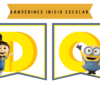 Banderines de Bienvenida con temática de Minions 28 Dos banderines con temática escolar con personajes de una película animada. La bandera de la izquierda tiene una letra