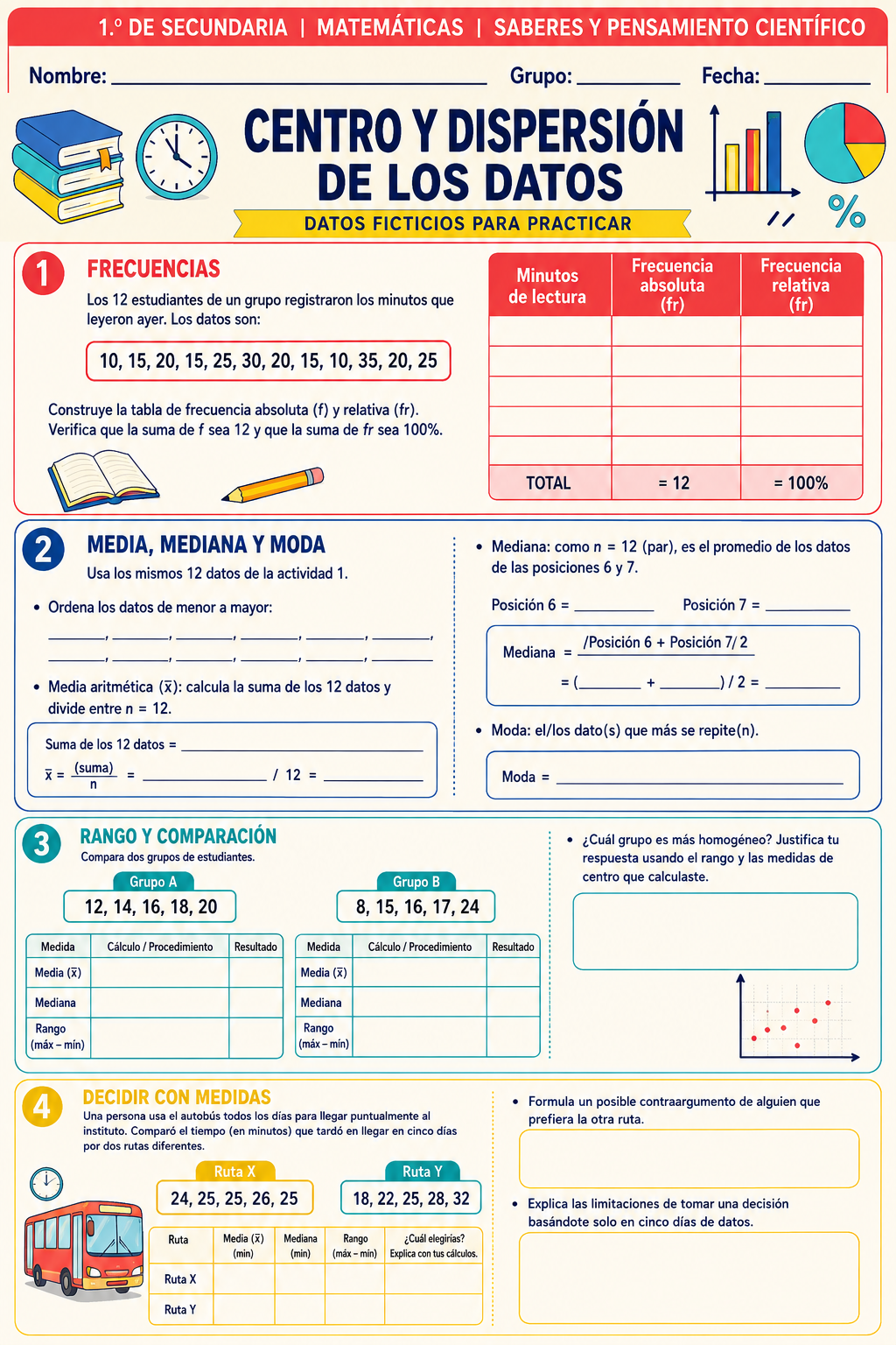 Fichas de trabajo MATEMÁTICAS SECUNDARIA 1°, 2° Y 3° Grado | TODOS LOS CONTENIDOS (IMPRIMIBLES) 4 Fichas de trabajo MATEMÁTICAS SECUNDARIA 1°, 2° Y 3° Grado | TODOS LOS CONTENIDOS (IMPRIMIBLES) - Image 4