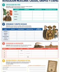 Fichas de trabajo HISTORIA SECUNDARIA 1°, 2° Y 3° Grado | TODOS LOS CONTENIDOS 32 13 Revolucion Mexicana causas grupos y etapas