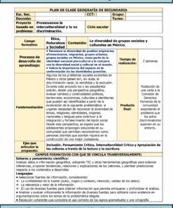 Una infografía que detalla un plan de lección de geografía de secundaria titulado 