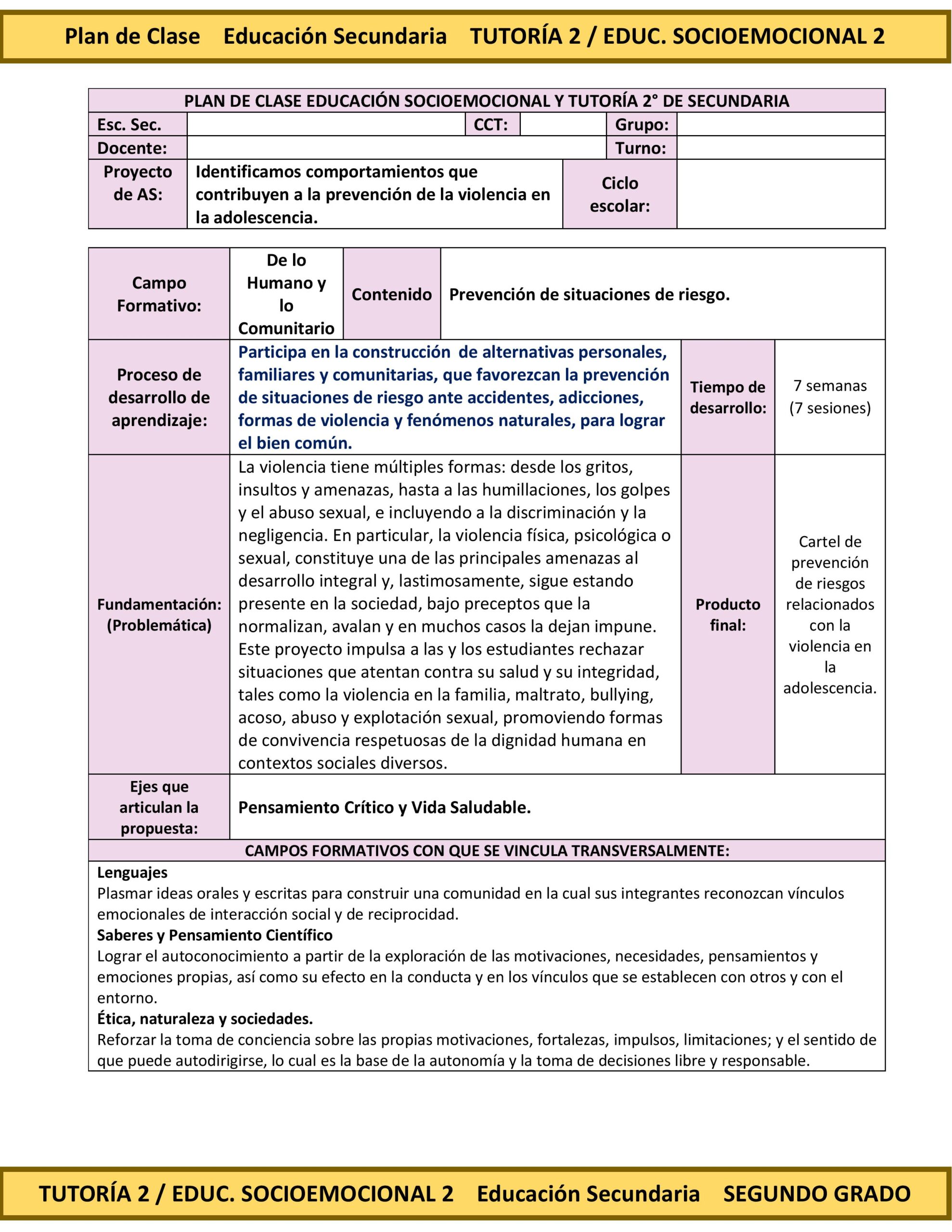 Programa Analítico Anual TUTORÍA 2 / EDUCACIÓN SOCIOEMOCIONAL 2, Secundaria 2º (Ciclo Escolar 2026 – 2027) 14 Programa Analítico Anual TUTORÍA 2 / EDUCACIÓN SOCIOEMOCIONAL 2, Secundaria 2º (Ciclo Escolar 2026 – 2027) - Imagen 14