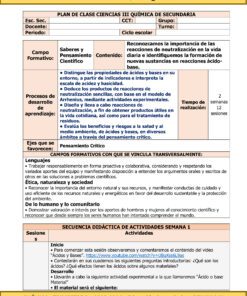 Un plan de lección titulado “TERCER TRIMESTRE Programa Analítico CIENCIAS III QUÍMICA Secundaria 3º (Ciclo Escolar 2023 – 2024)” para el ciclo escolar 2023-2024. Este plan de estudios de Secundaria cubre contenido académico sobre ácidos y bases, procesos de aprendizaje y requiere que los estudiantes reconozcan reacciones de neutralización, entre otras actividades interesantes.