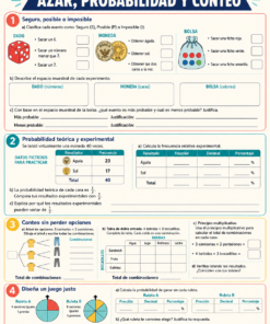 Fichas de trabajo MATEMÁTICAS SECUNDARIA 1°, 2° Y 3° Grado | TODOS LOS CONTENIDOS (IMPRIMIBLES) 19 14 Azar probabilidad y conteo