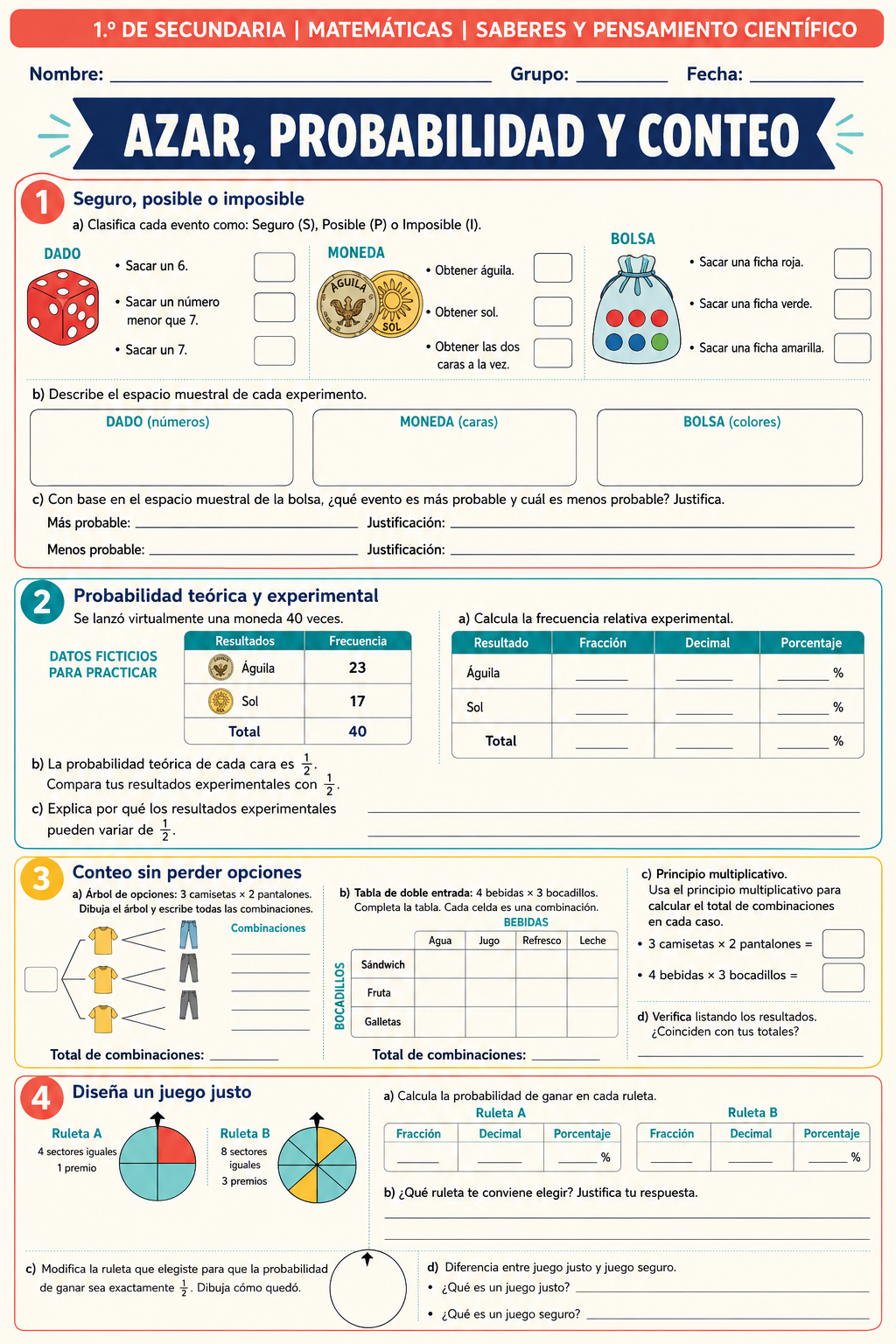 Fichas de trabajo MATEMÁTICAS SECUNDARIA 1°, 2° Y 3° Grado | TODOS LOS CONTENIDOS (IMPRIMIBLES) 5 Fichas de trabajo MATEMÁTICAS SECUNDARIA 1°, 2° Y 3° Grado | TODOS LOS CONTENIDOS (IMPRIMIBLES) - Image 5